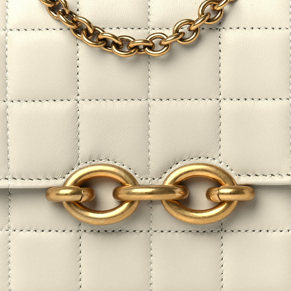 Saint Laurent Lambskin Carre Quilted Le Maillon Wallet On Chain Crema Soft 12 of 16