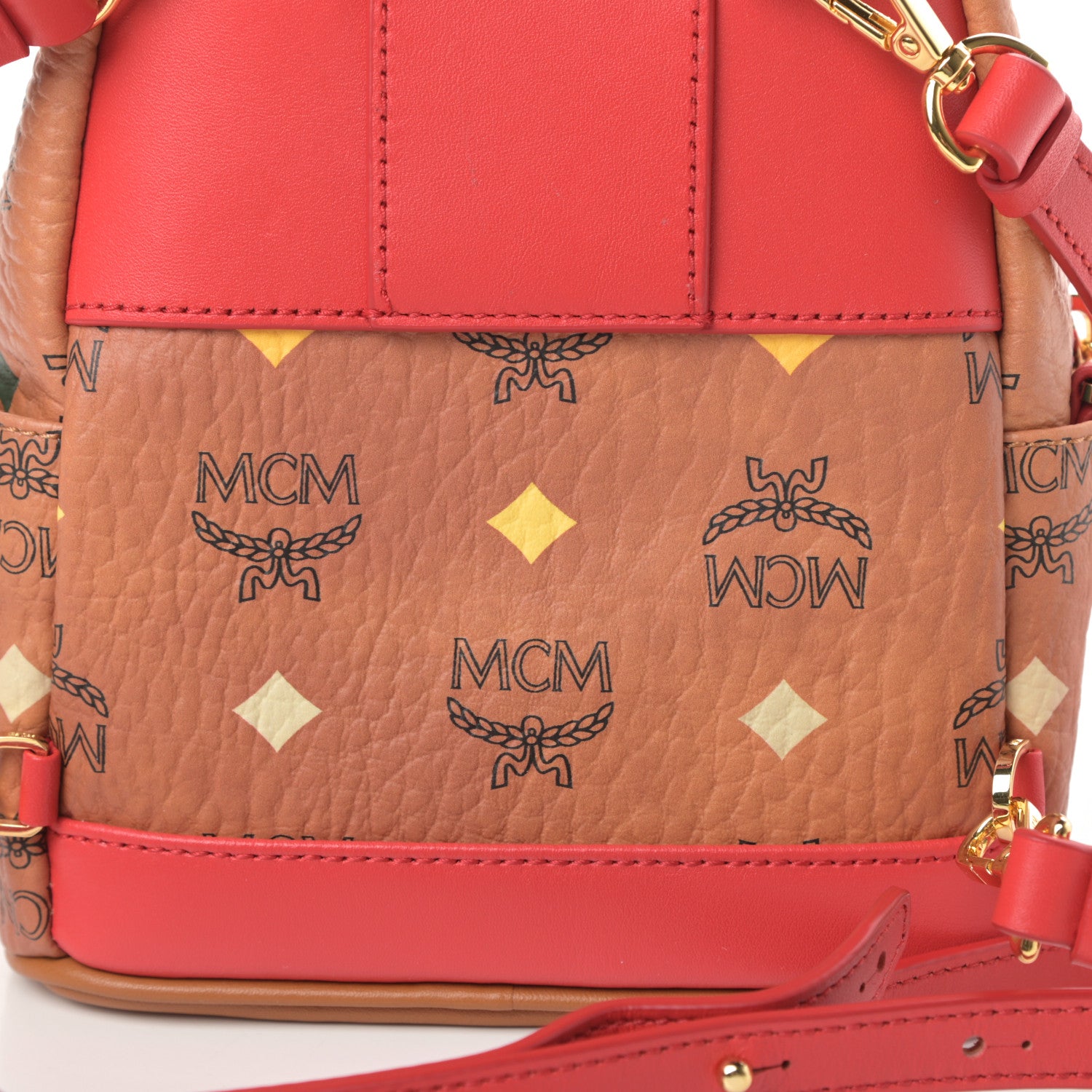 MCM Skyoptic Visetos X-Mini Stark Bebe Boo Backpack Cognac 12 of 13