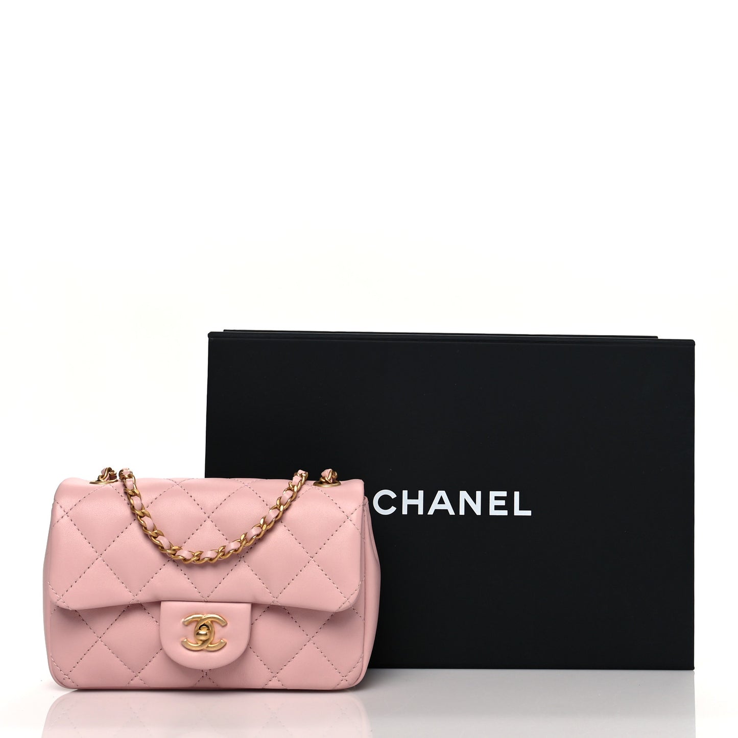 Lambskin Quilted Mini Flap Light Pink