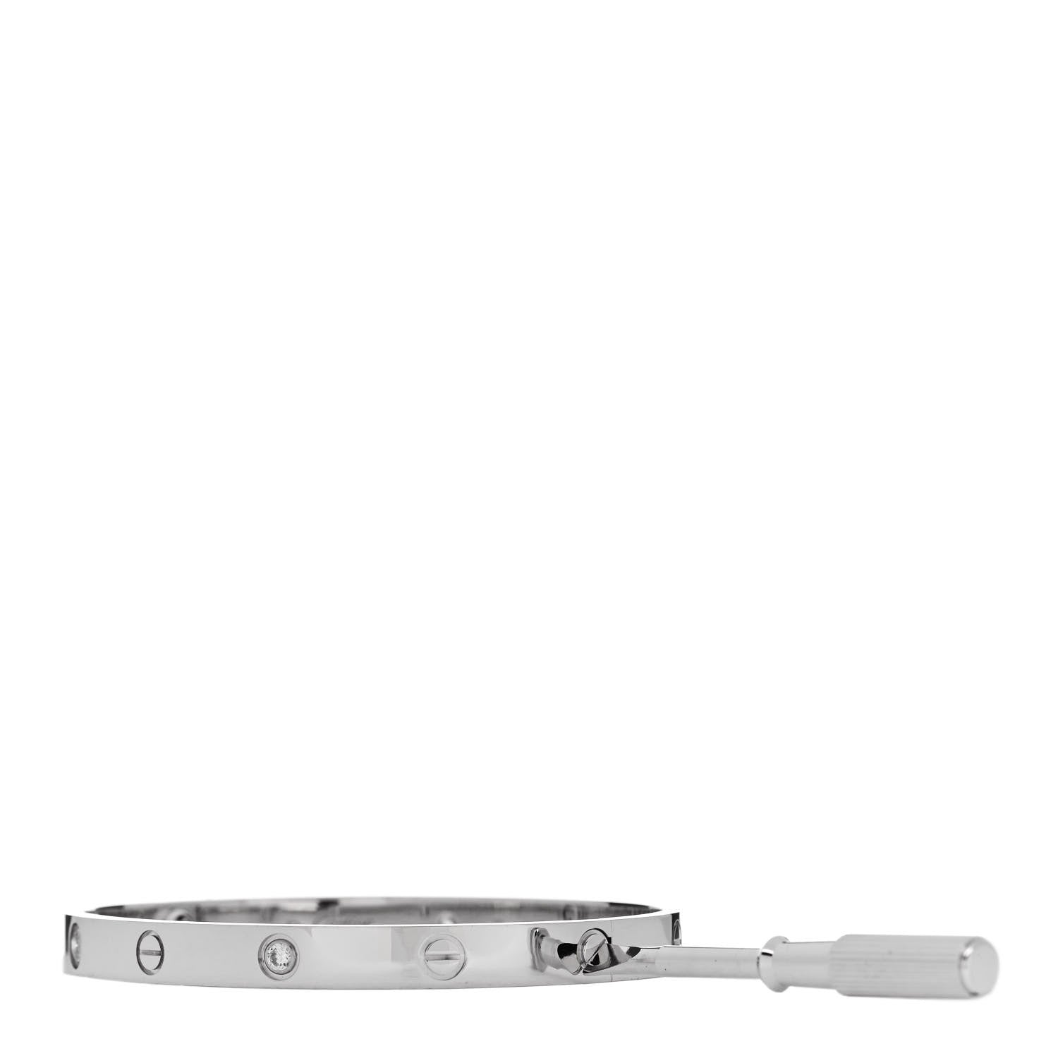 Cartier 18K White Gold 4 Diamond Love Bracelet 19 4 of 7