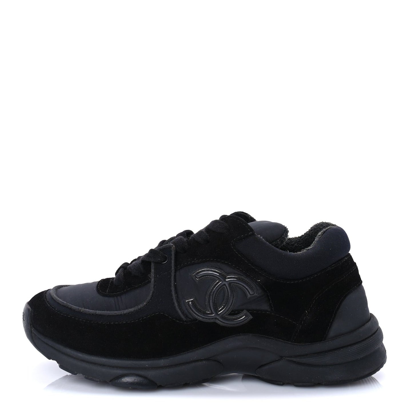 Fabric Calfskin Suede CC Sneakers 38 Black