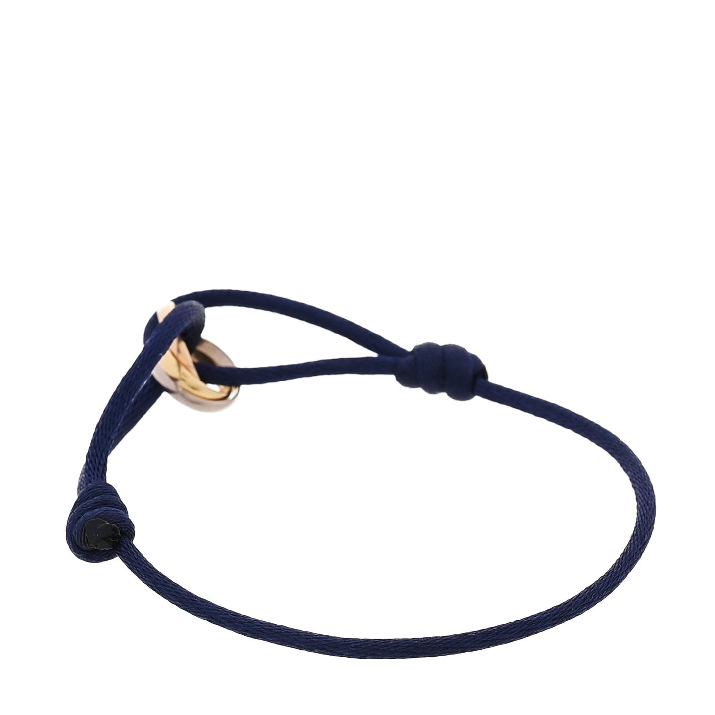 18K Pink Yellow White Gold Trinity Adjustable Cord Bracelet  Navy