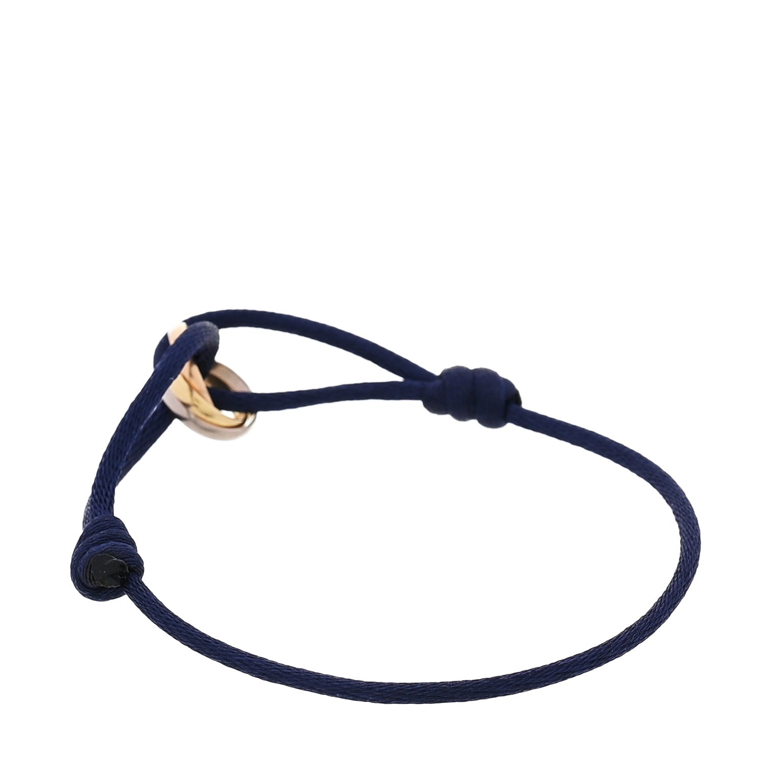Cartier 18K Pink Yellow White Gold Trinity Adjustable Cord Bracelet  Navy 2 of 4