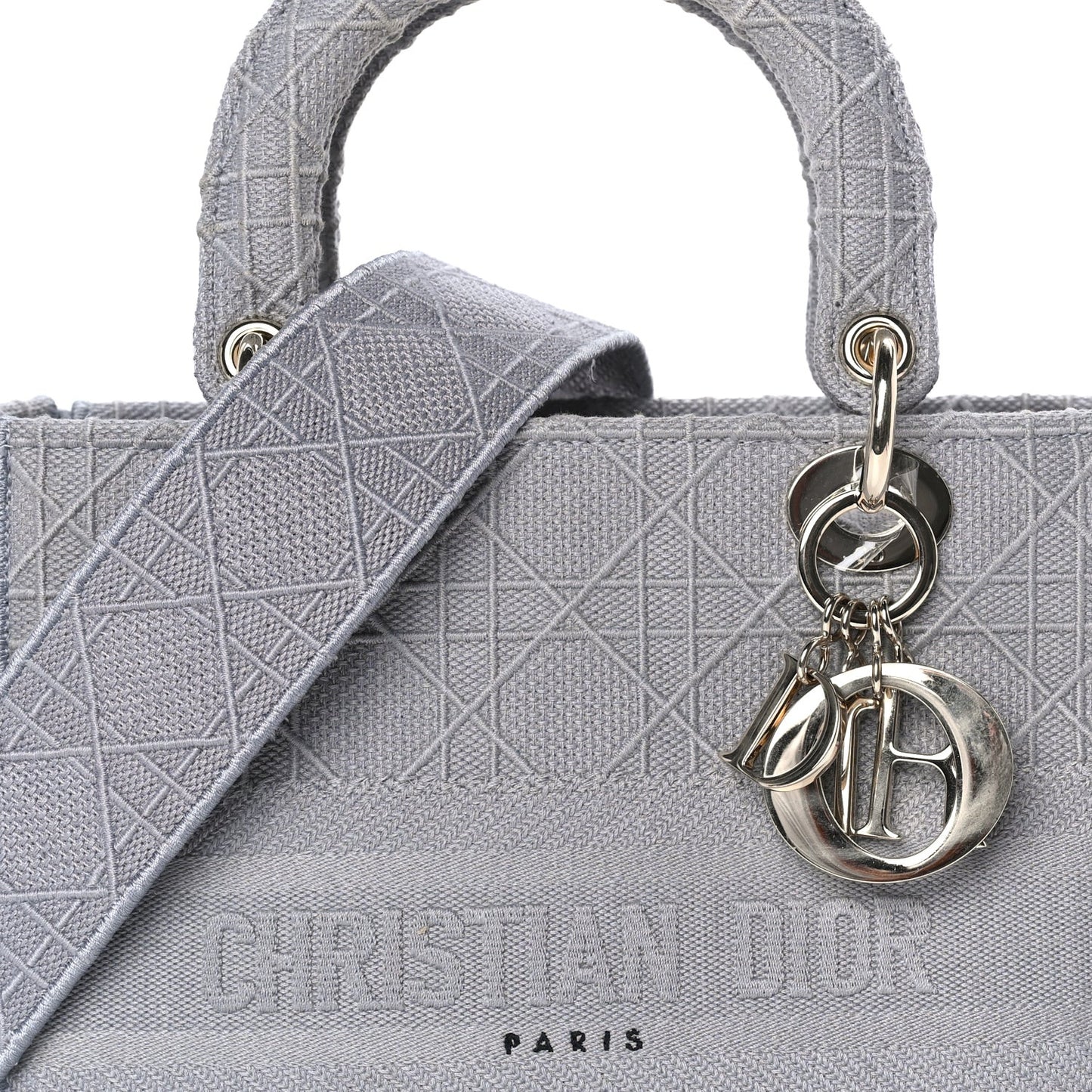 Canvas Embroidered Cannage Medium Lady D-Lite Gray Grey