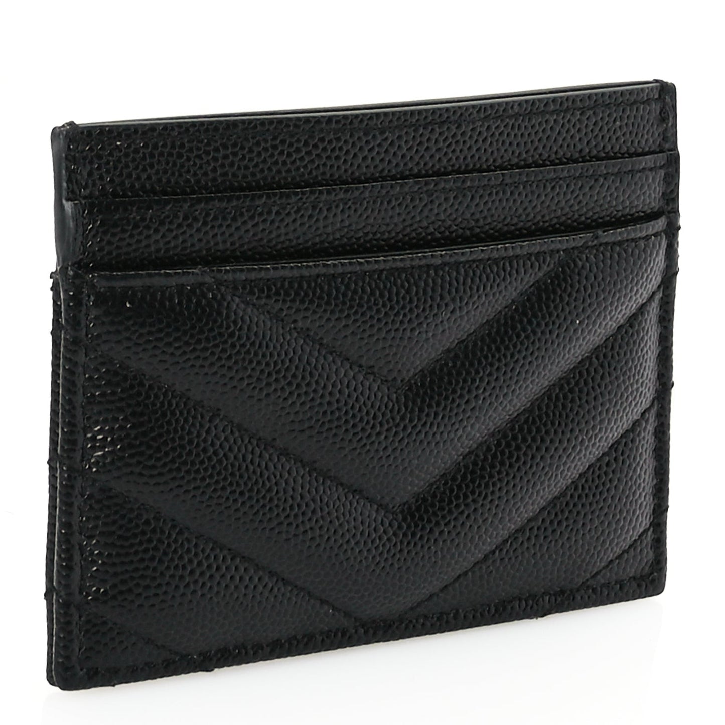 Grain De Poudre Matelasse Chevron Monochrome Monogram Credit Card Case Black