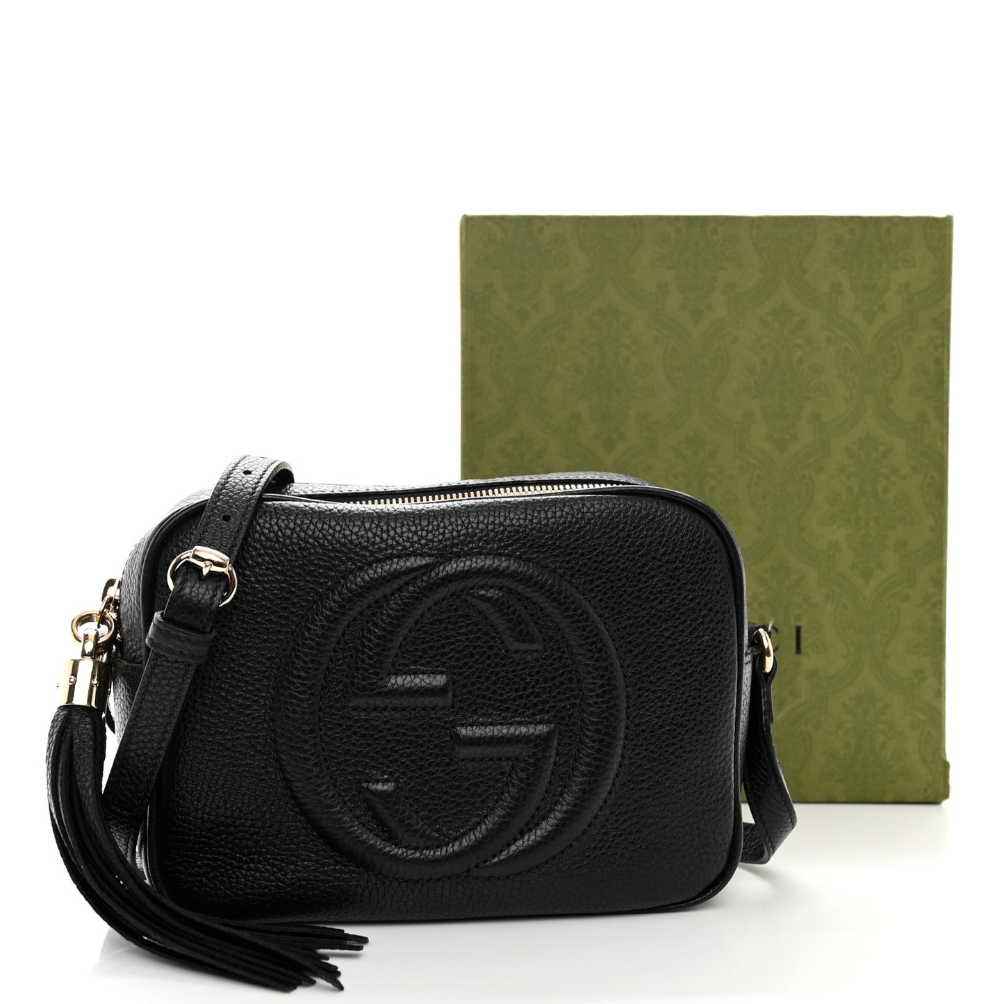 Pebbled Calfskin Small Soho Disco Bag Black