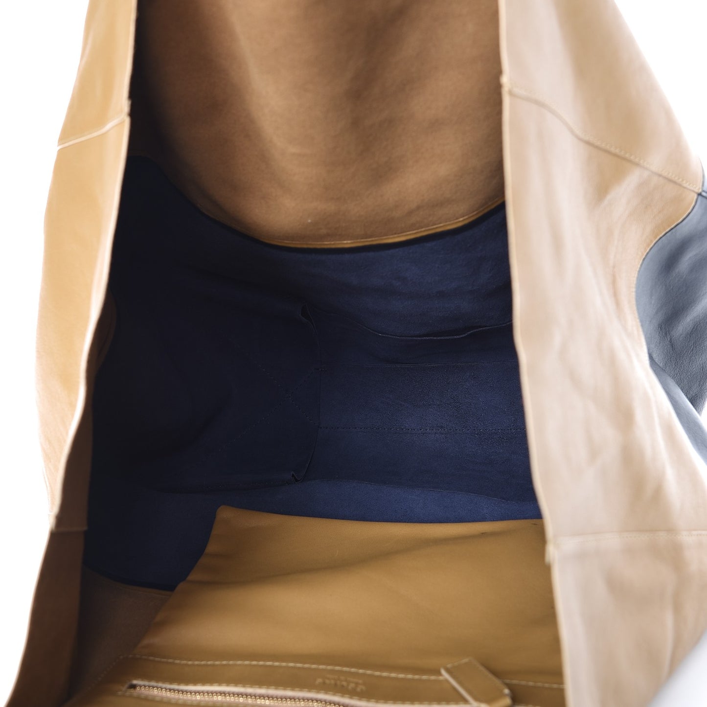 Lambskin Horizontal Bicolor Cabas Camel Midnight