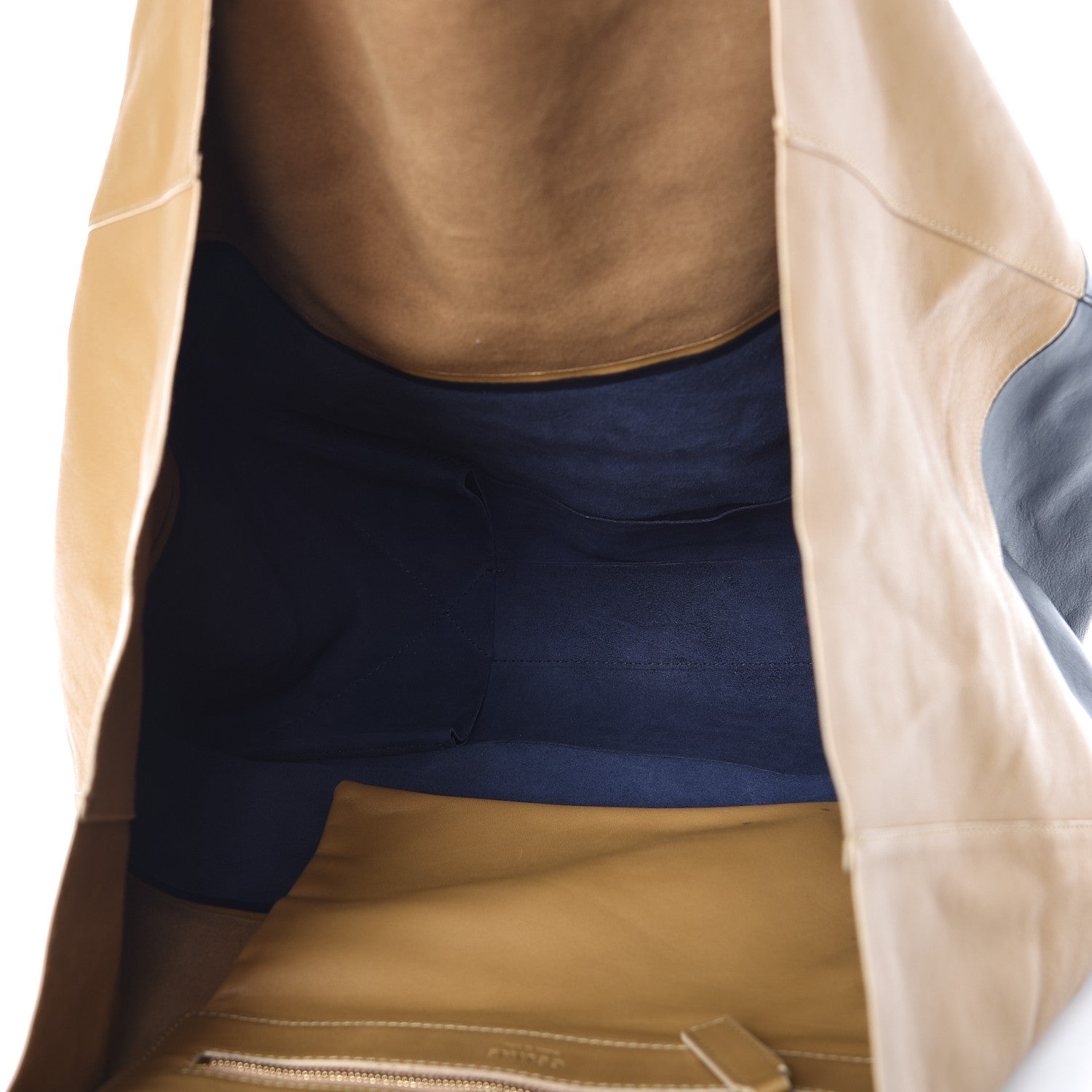 Celine Lambskin Horizontal Bicolor Cabas Camel Midnight 5 of 11