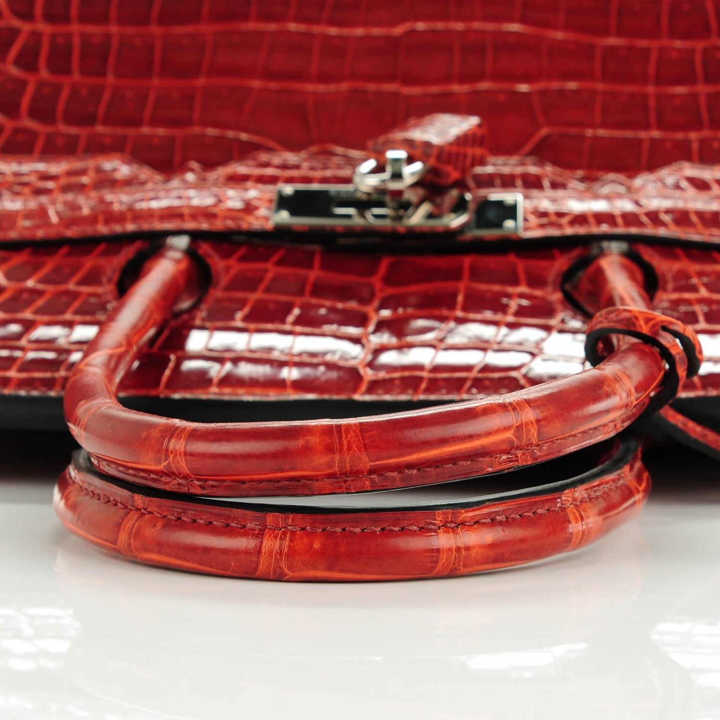 Shiny Porosus Crocodile Birkin 35 Rouge H