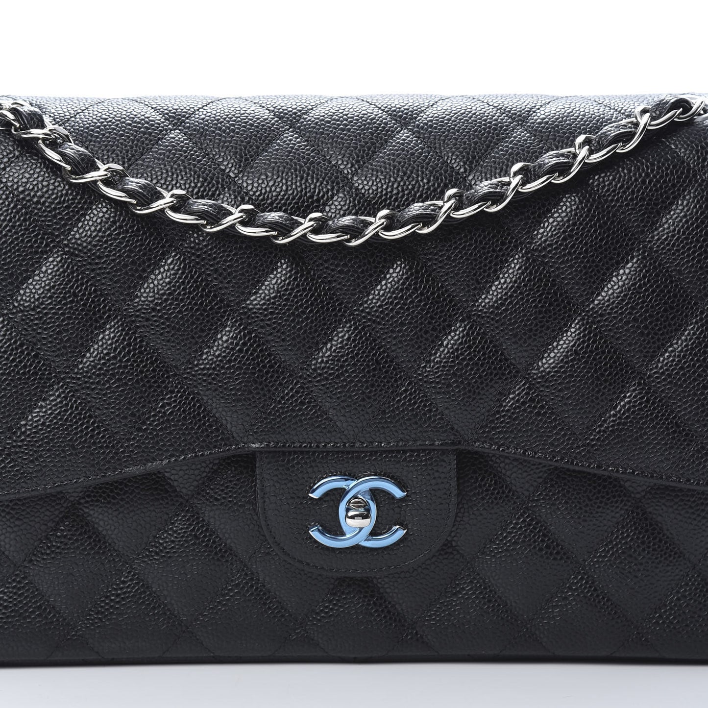 Caviar Quilted Jumbo Double Flap Black