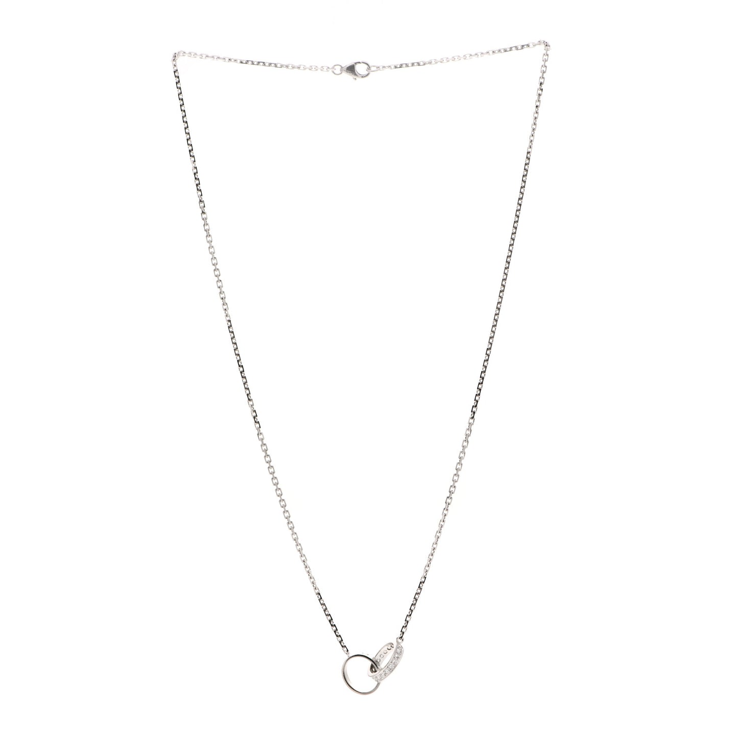 18K White Gold Diamond Interlocking LOVE Necklace