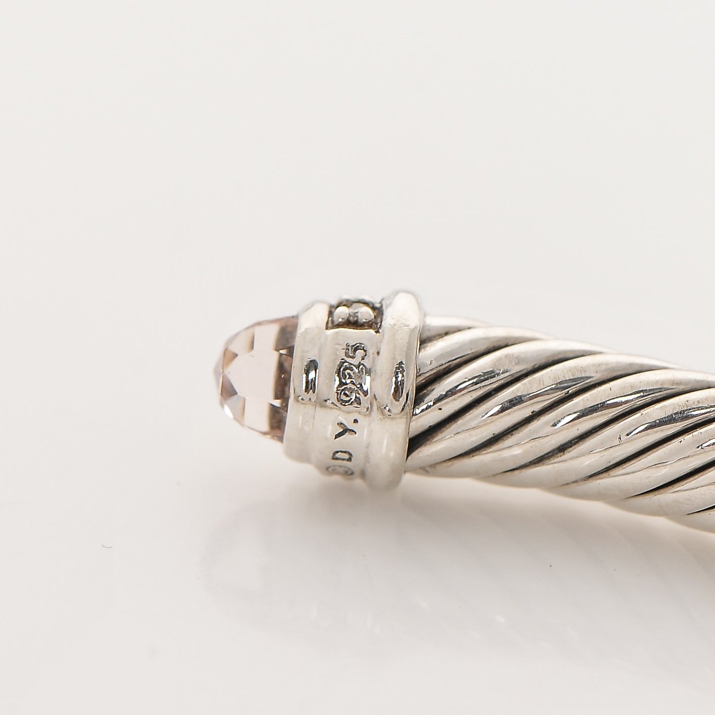 Sterling Silver Diamond Morganite 5mm Cable Classics Bracelet