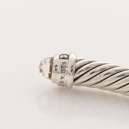 David Yurman Sterling Silver Diamond Morganite 5mm Cable Classics Bracelet 4 of 4
