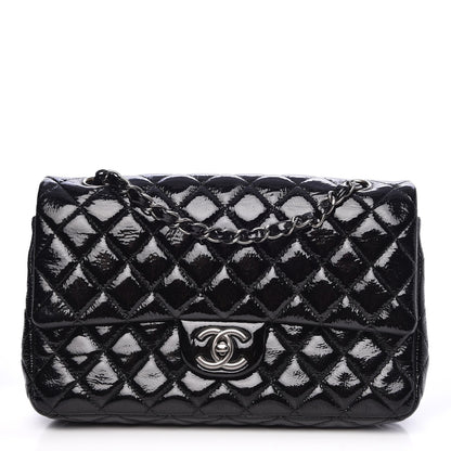 Chanel Distressed Patent Quilted Medium Double Flap Black 1 of 7