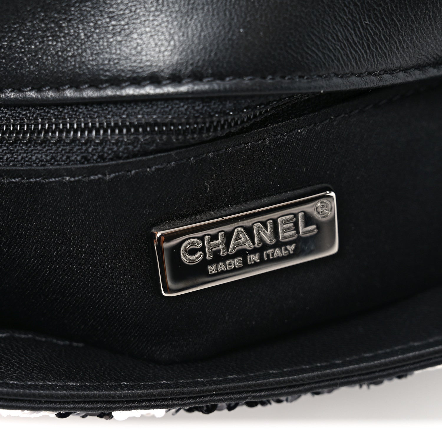 Chanel Sequin Mini Rectangular Flap Black White 6 of 11