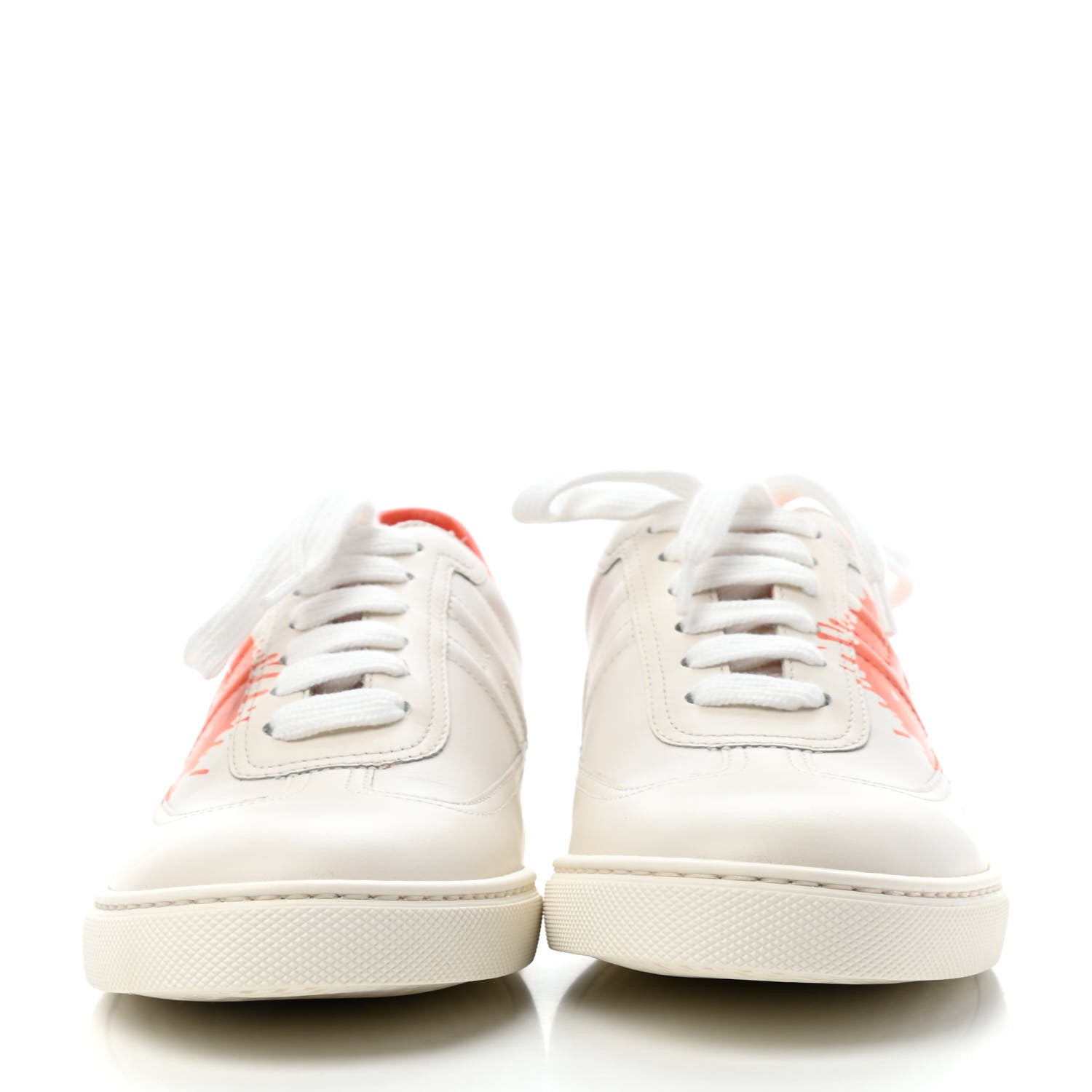 Hermes Swift Printed Peinture Fraiche Quicker Sneakers 37.5 White Orange 2 of 4