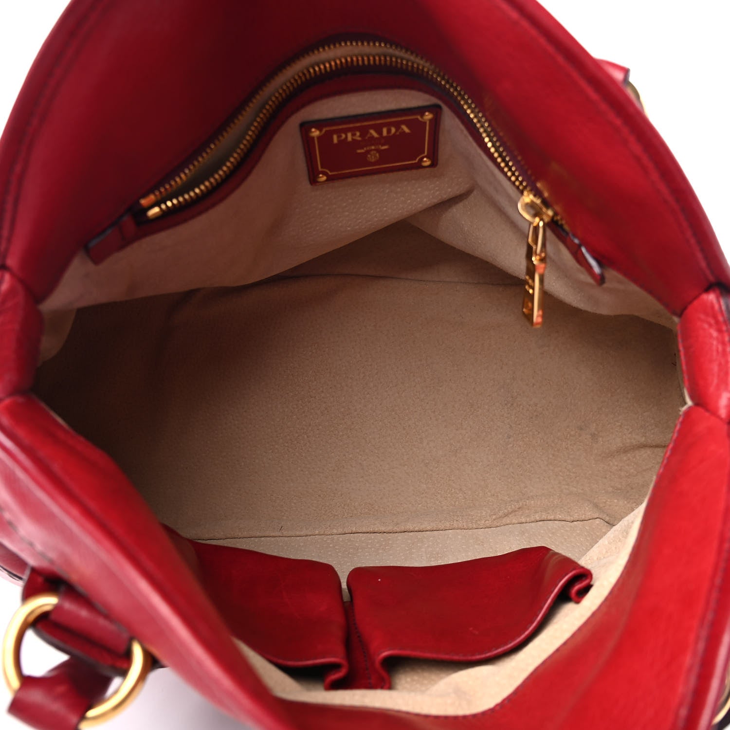 Prada Cervo Shine Dome Satchel Amaranto 4 of 4