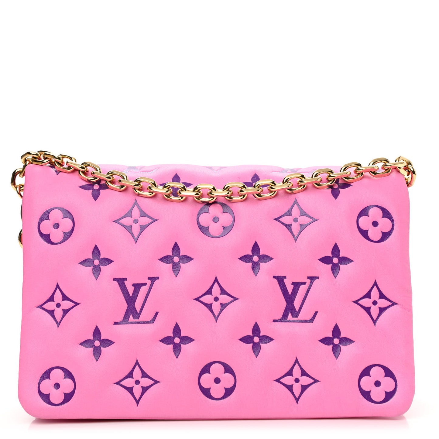Lambskin Embossed Monogram Vuittamins Pochette Coussin Rose Violet