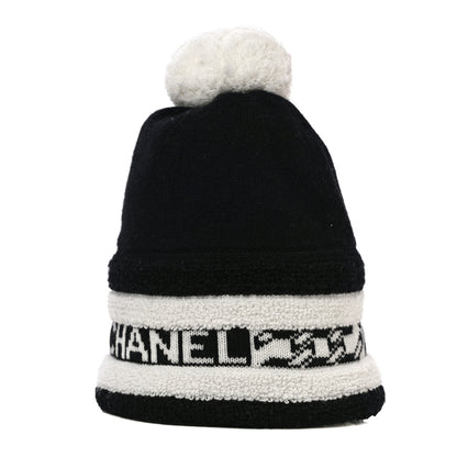 Chanel Cashmere CC Beanie Hat Ecru Black 2 of 10