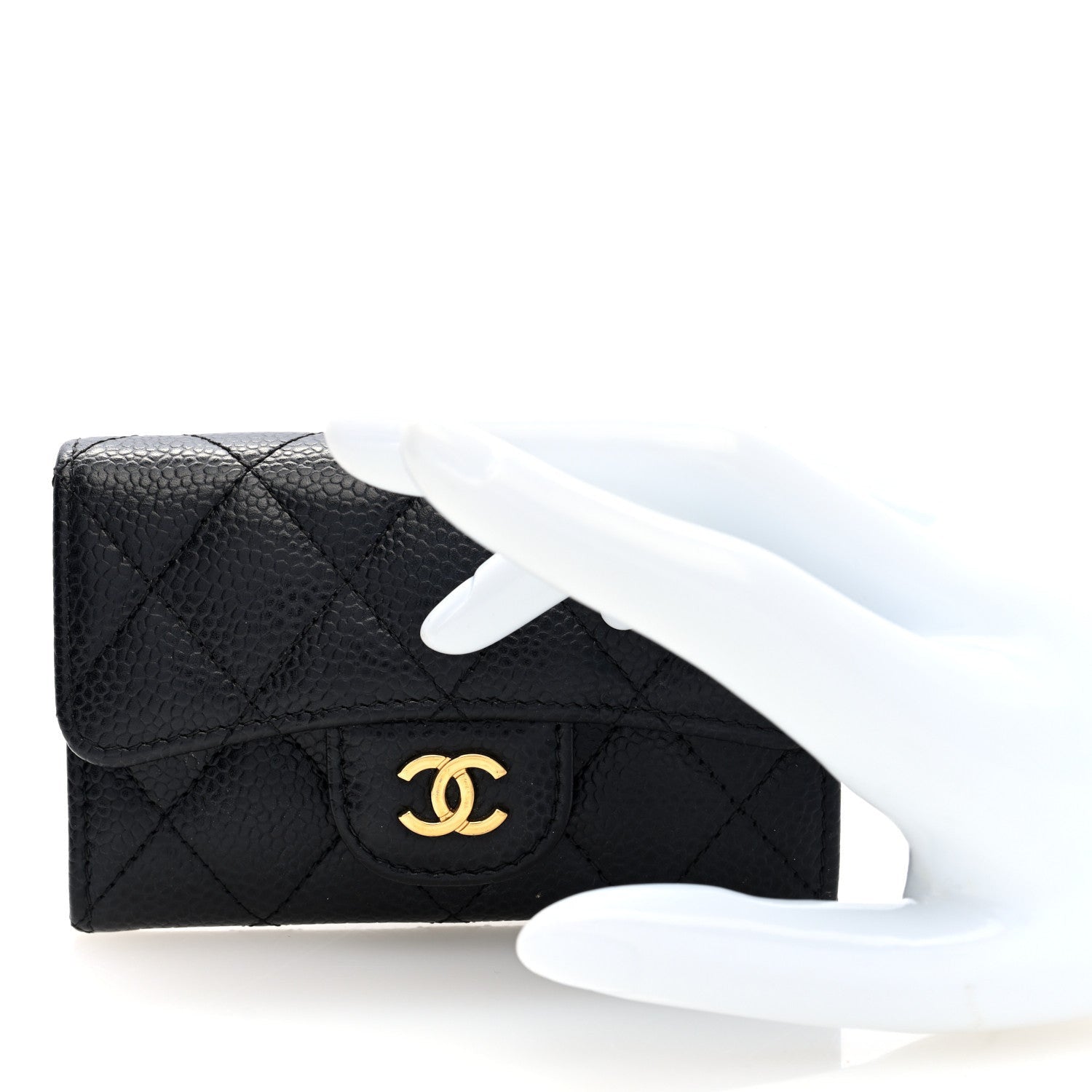 Chanel Caviar Quilted Flap Card Holder Wallet Black 2 of 7