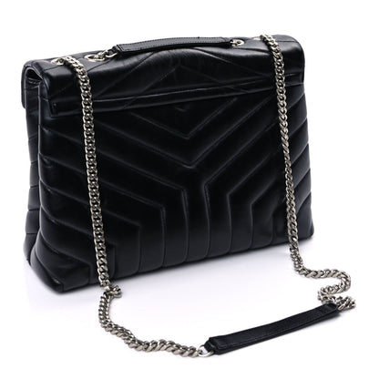 Saint Laurent Calfskin Y Quilted Monogram Medium Loulou Chain Satchel Black 2 of 8