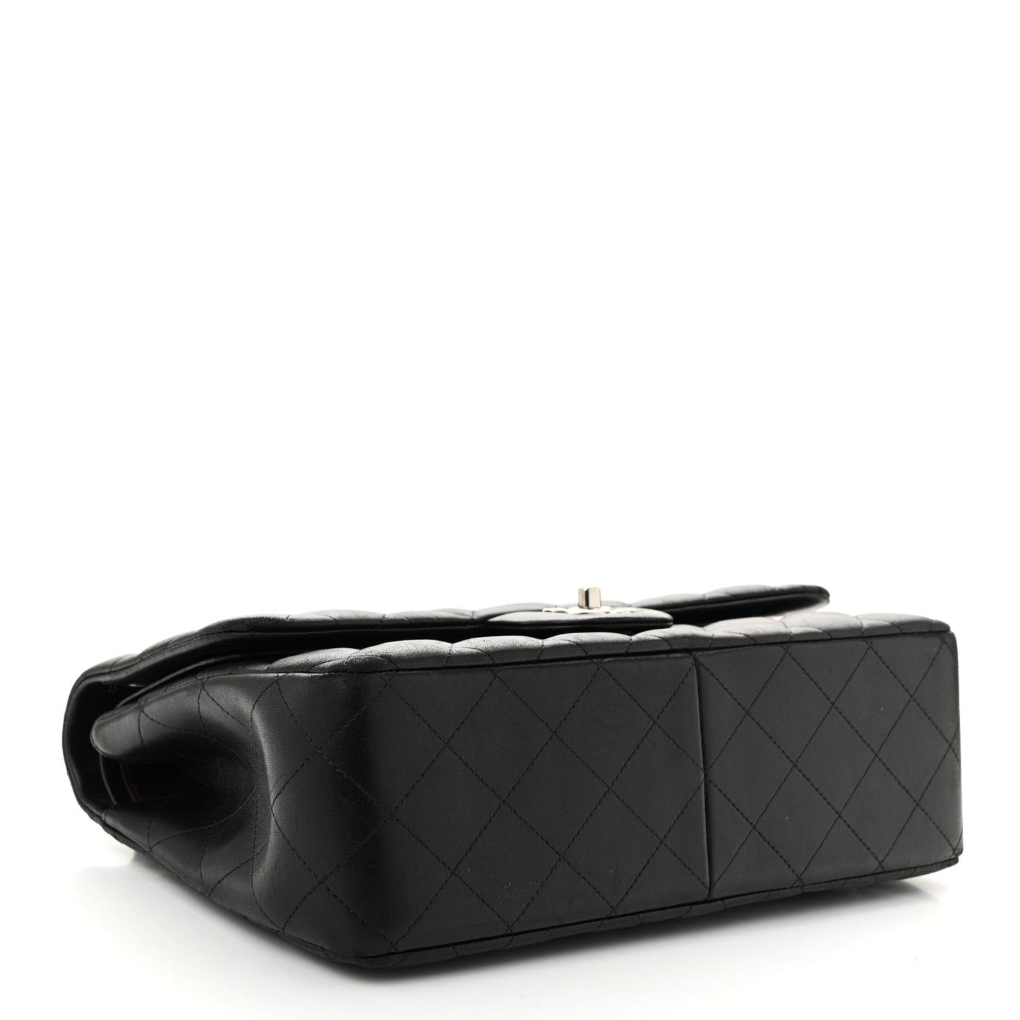 Lambskin Quilted Jumbo Double Flap Black