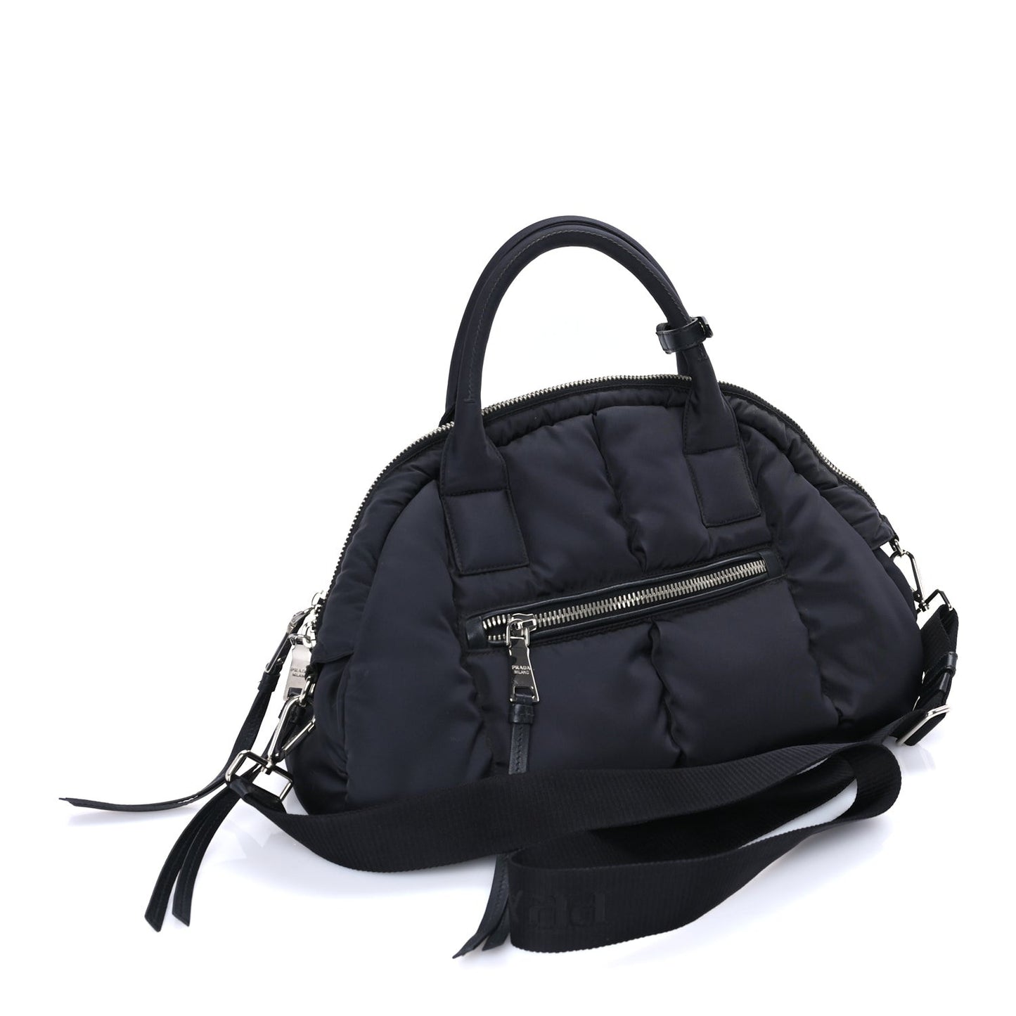 Tessuto Nylon Bomber Dome Satchel  Black