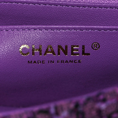 Chanel Tweed Quilted Mini Rectangular Flap Light Purple Pink Navy 18 of 36