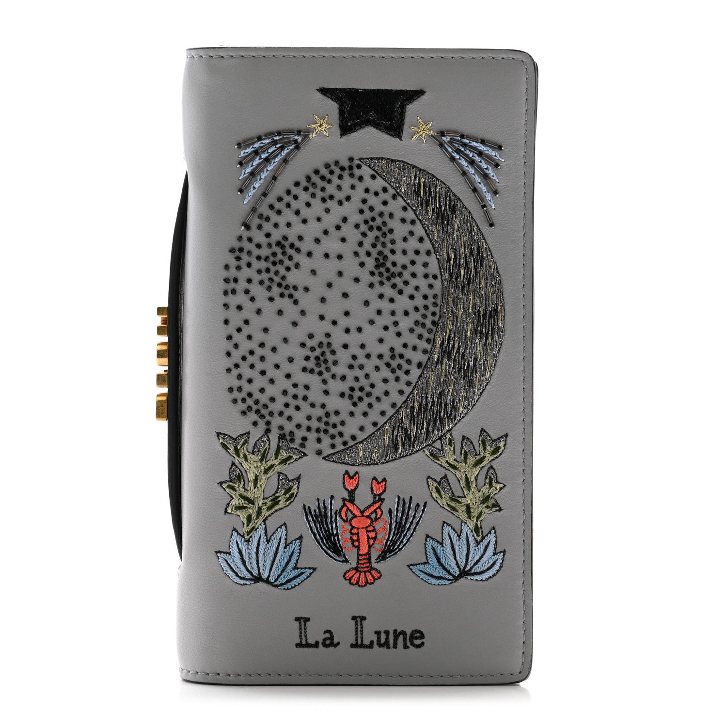 Christian Dior Lambskin Embroidered La Lune Tarot Pouch Clutch Grey 1 of 11