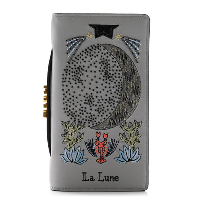 Christian Dior Lambskin Embroidered La Lune Tarot Pouch Clutch Grey 1 of 11