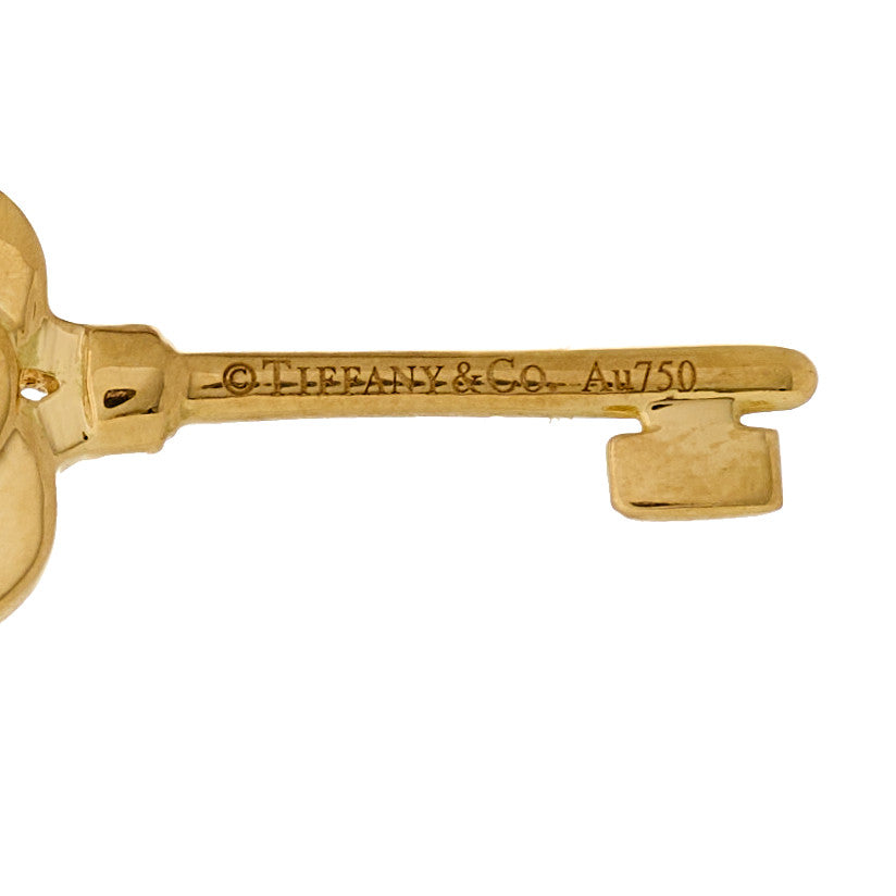 Tiffany 18K Yellow Gold Diamond Mini Crown Key Pendant 3 of 4