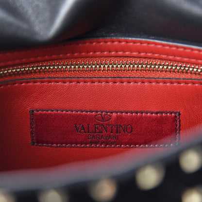 Valentino Garavani Velvet Medium Rockstud Spike Shoulder Bag Black 8 of 9