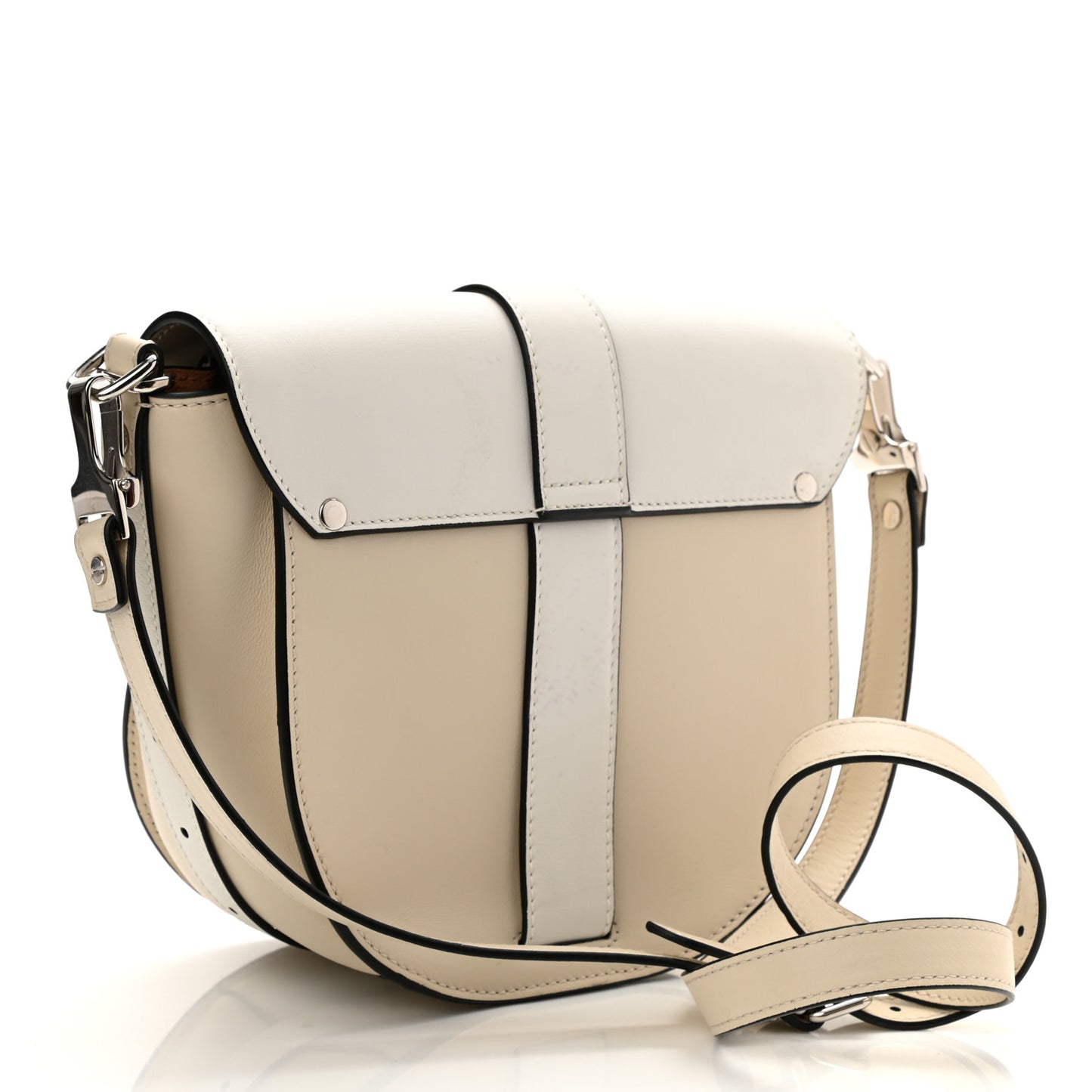 Calfskin PS11 Medium Saddle Bag Optical White Clay