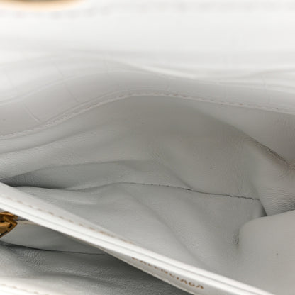 Balenciaga Shiny Extra Supple Calfskin Crocodile Embossed Small Triplet Bag Optic White 7 of 19