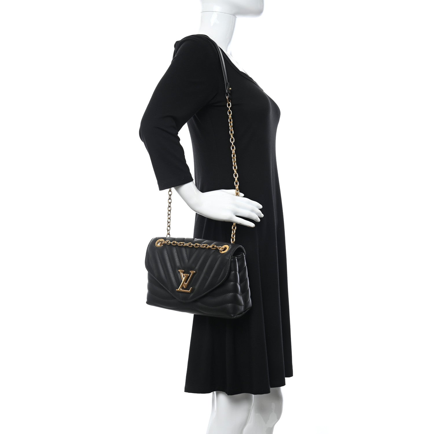 Louis Vuitton Calfskin LV New Wave Chain Bag Black 2 of 11
