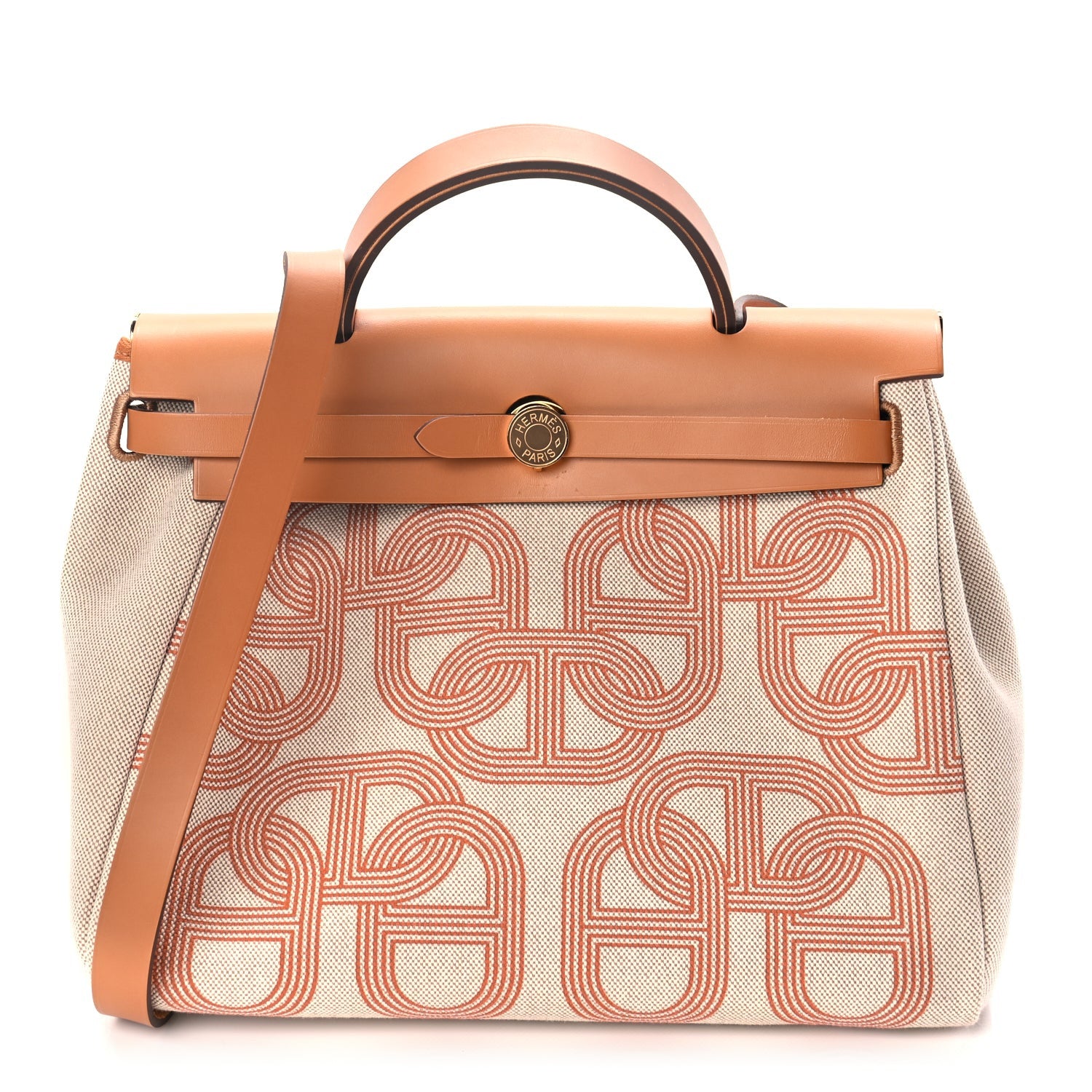 Hermes H Plume Canvas Vache Hunter Circuit 24 Herbag Zip Retourne 31 Orange Mecano Ecru Beige Naturel 1 of 10