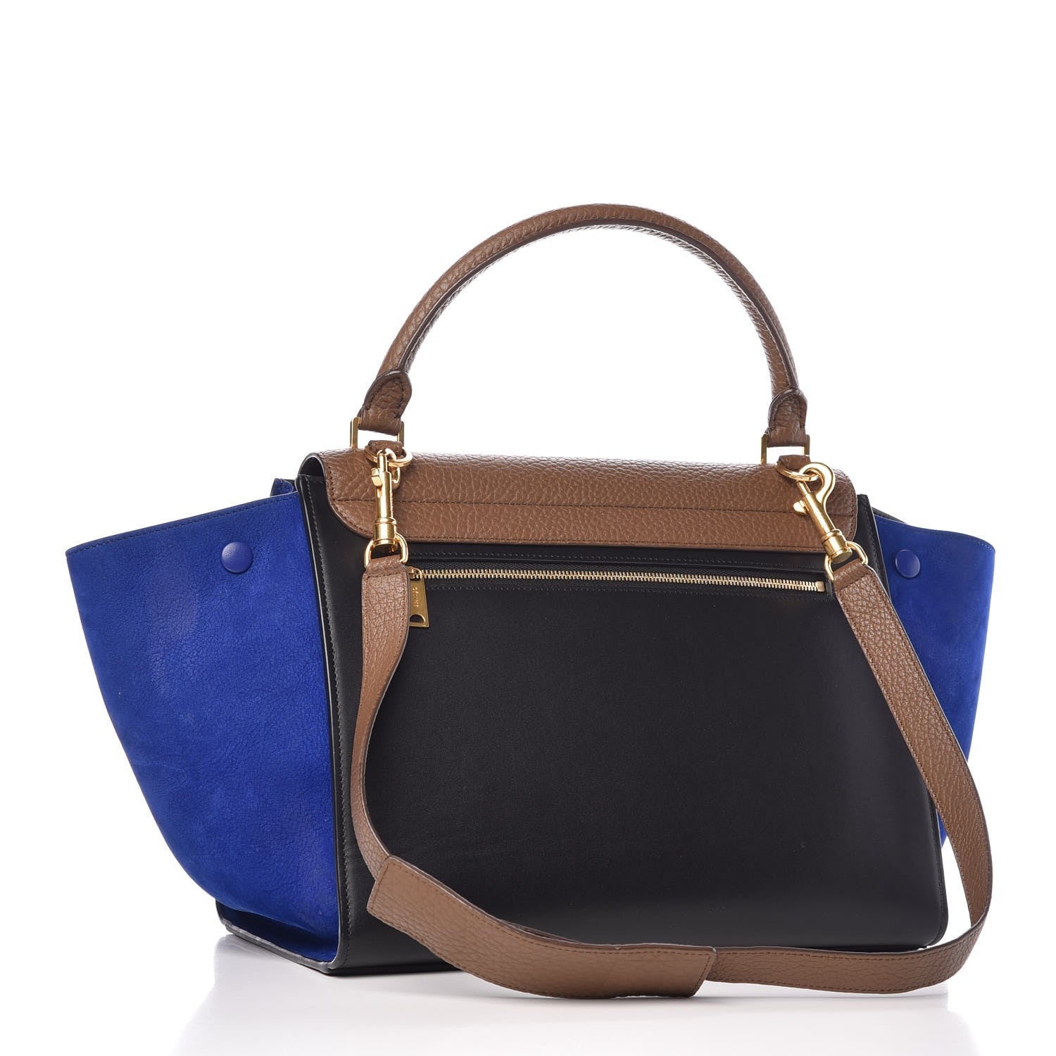 Celine Bullhide Calfskin Nubuck Medium Tri-color Trapeze Coffee 3 of 12