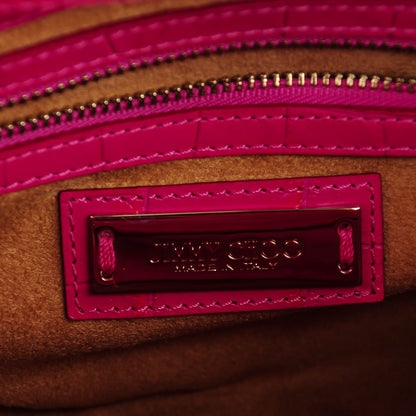 Jimmy Choo Calfskin Crocodile Embossed Medium Rosalie Satchel Fuchsia 8 of 8