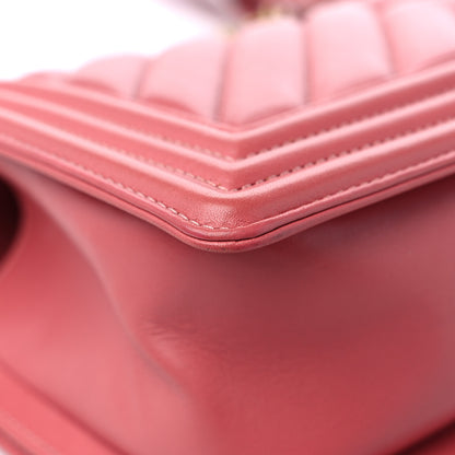 Chanel Calfskin Chevron Quilted Medium Boy Flap Pink 10 of 12
