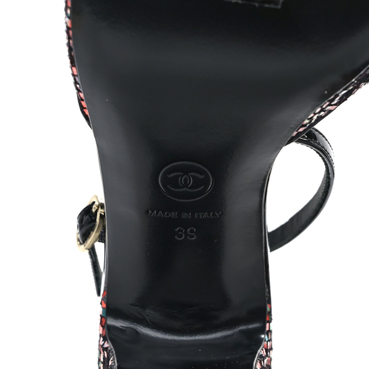 Suede CC Chain Sandals 39 Black