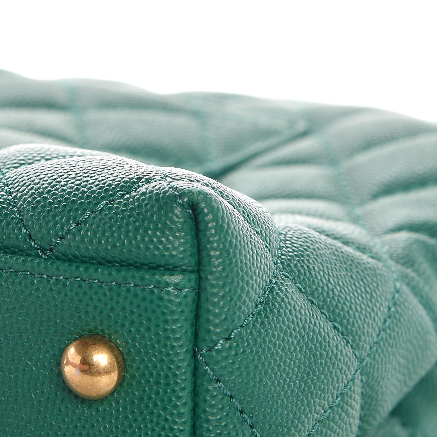 Caviar Quilted Small Coco Handle Flap Green