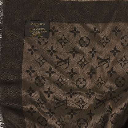 Louis Vuitton Silk Wool Monogram Shine Shawl Brown 3 of 3