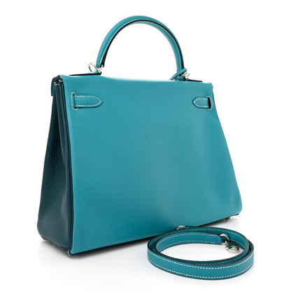 Hermes Ostrich Swift Taurillon Clemence Kelly Retourne 32 Cobalt Turquoise Colvert 3 of 10