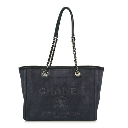 Chanel Canvas Small Deauville Tote Navy 1 of 11