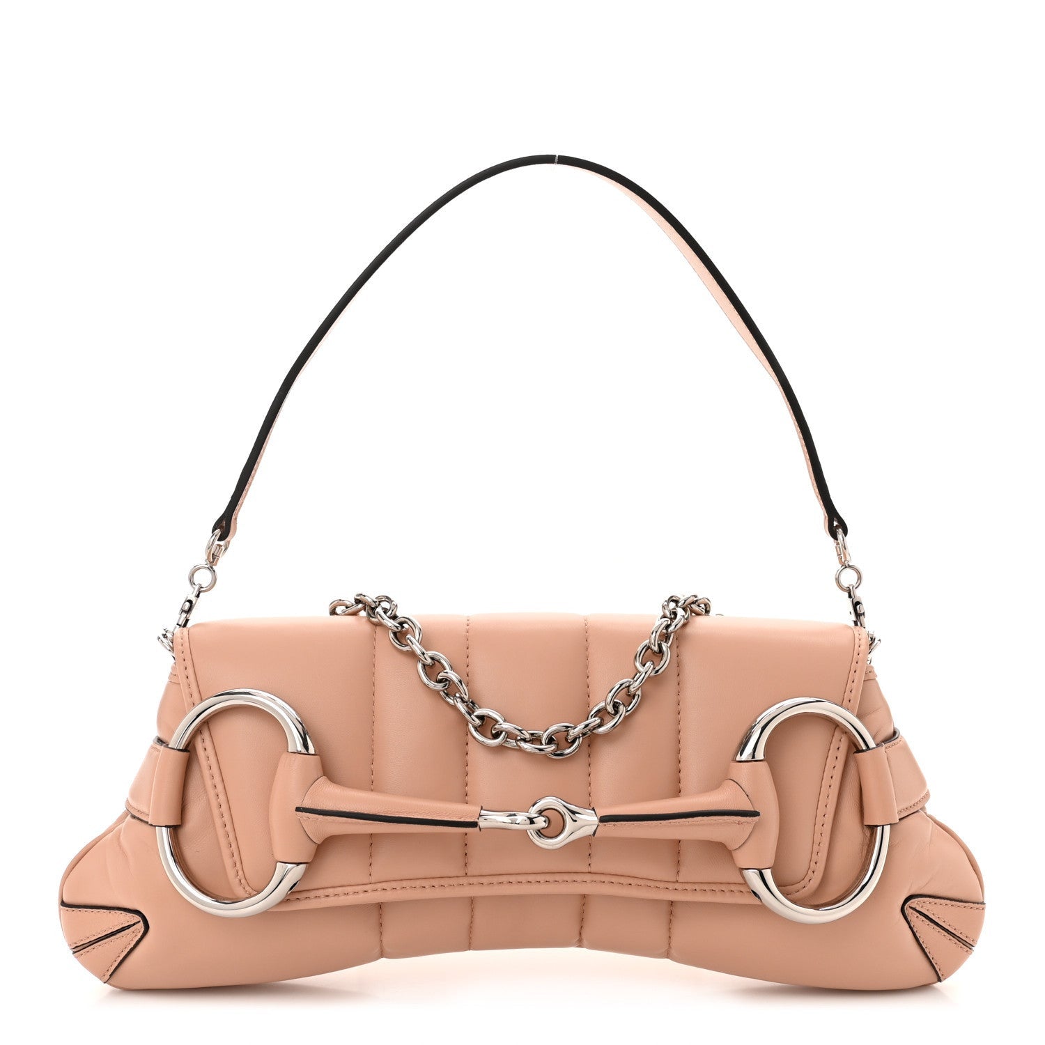 Gucci Nappa Vertical Matelasse Medium Maxi Horsebit Chain Shoulder Bag Rose Beige 1 of 7