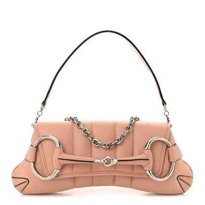 Gucci Nappa Vertical Matelasse Medium Maxi Horsebit Chain Shoulder Bag Rose Beige 1 of 7