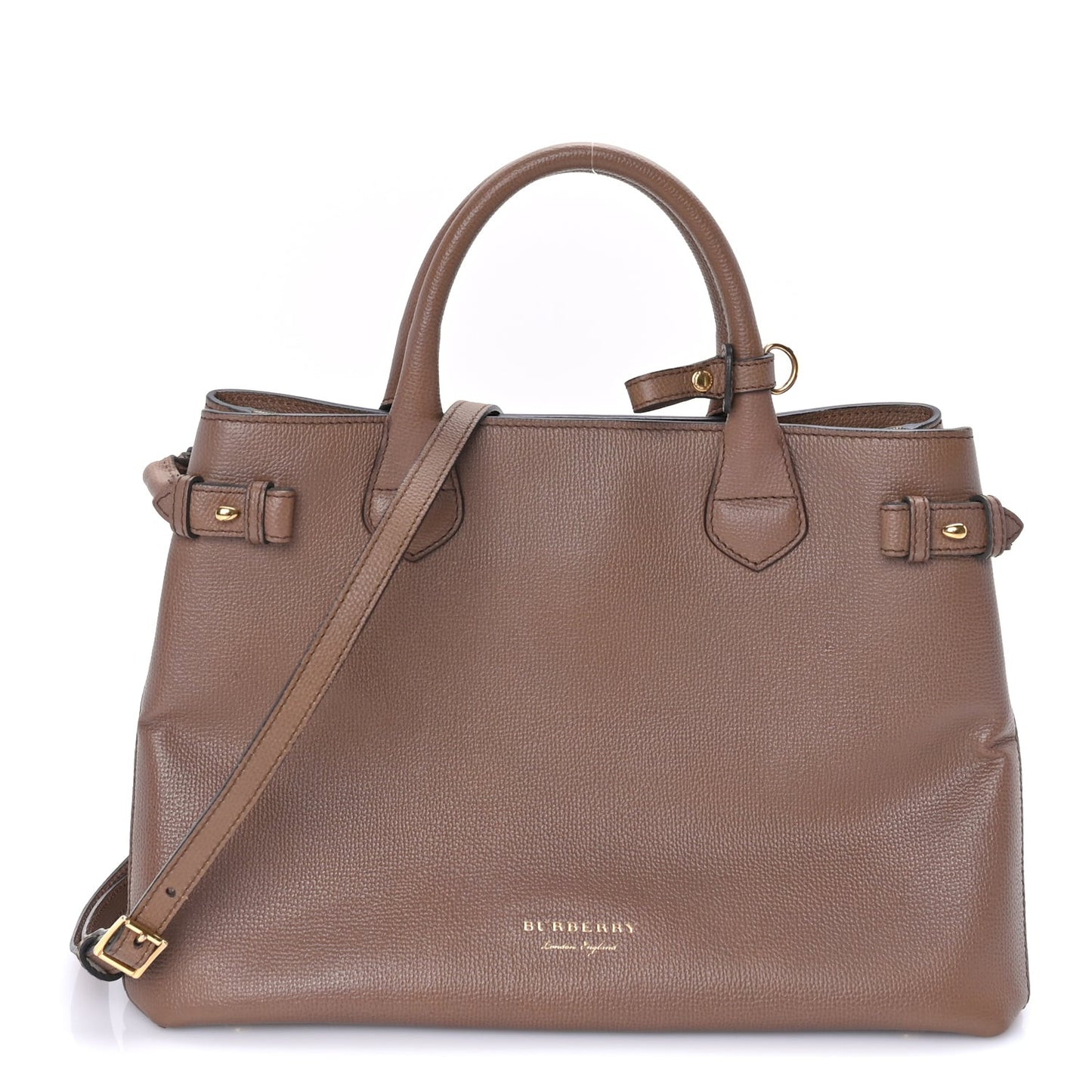 Grainy Calfskin House Check Medium Banner Tote  Tan
