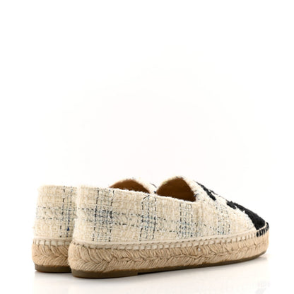 Chanel Tweed CC Espadrilles 36 Ecru White Blue Black 4 of 7