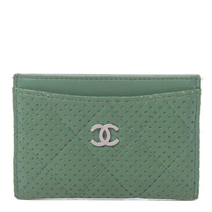 Chanel Perforated Lambskin Quilted Card Holder Green 1 of 8