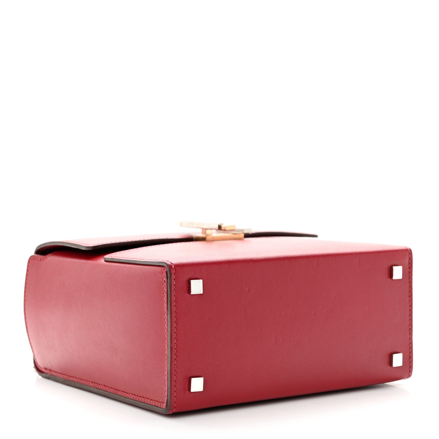 Villandry Calfskin Cinhetic Boxy Top Handle Bag Rubis